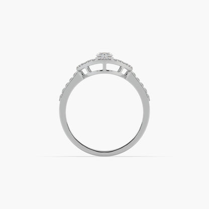 Guru Jewel's Round And Fancy Marquise Diamond Studded Silver Ring For Her