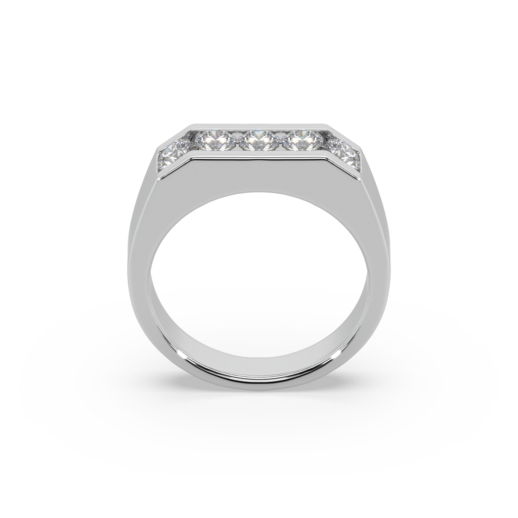 3.8mm Round Channel Round Diamond Gents Ring For Him