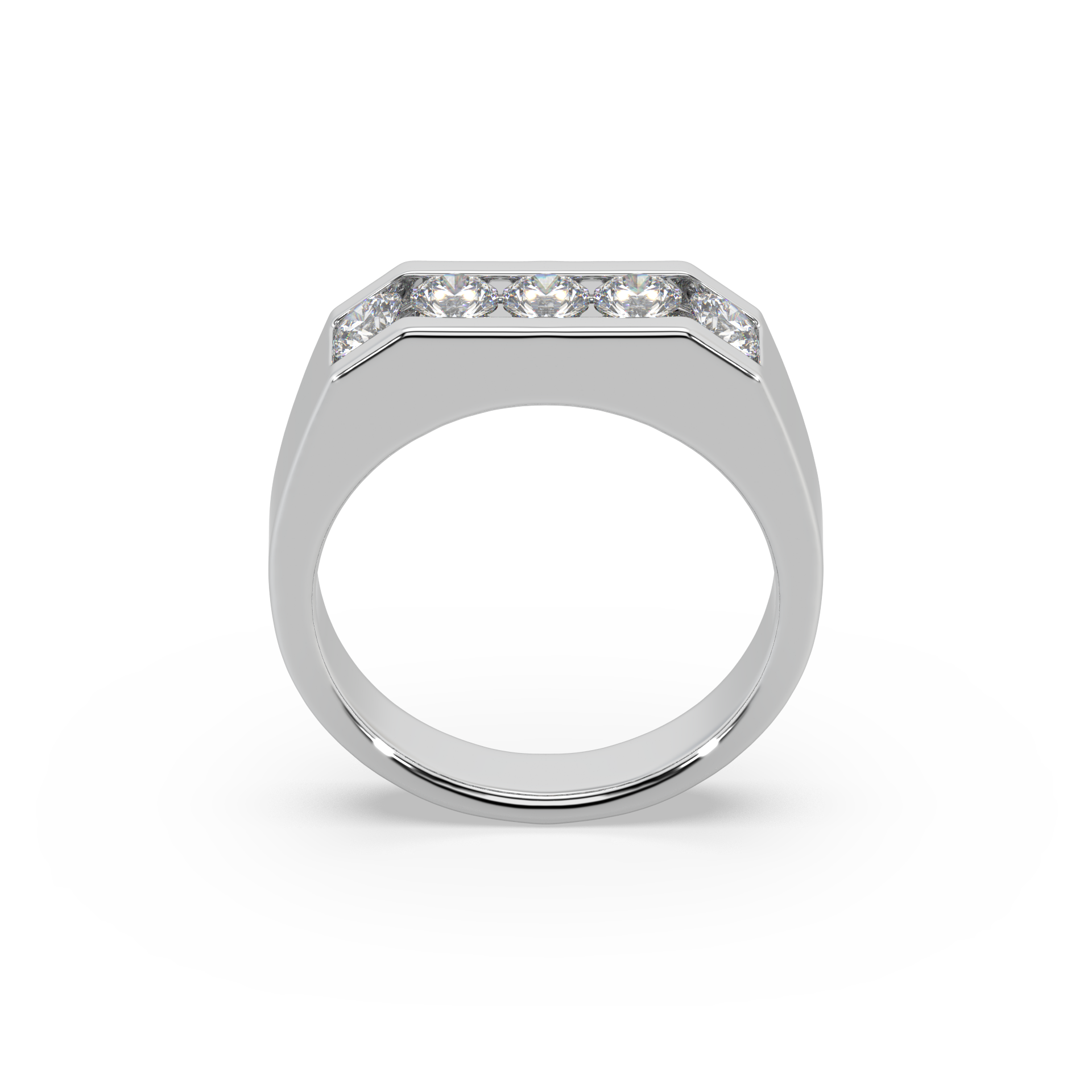 3.8mm Round Channel Round Diamond Gents Ring For Him
