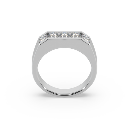 Guru Jewel's Round Round Diamond Studded Gents Silver Ring For Him