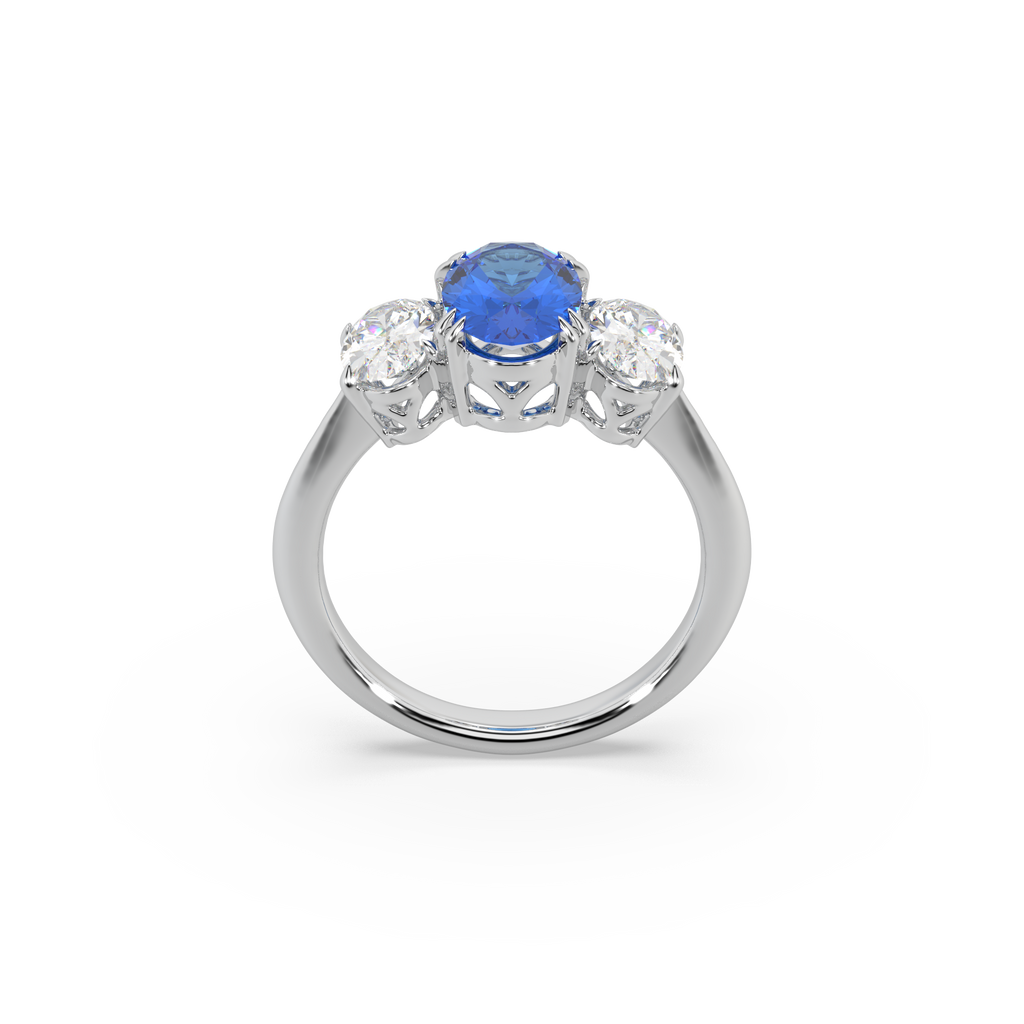Exclusive Oval Shape Stone 925 Silver And Fancy Diamond Studded Ladies Ring For Her