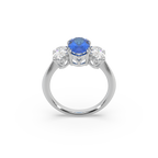 Exclusive Oval Shape Stone 925 Silver And Fancy Diamond Studded Ladies Ring For Her