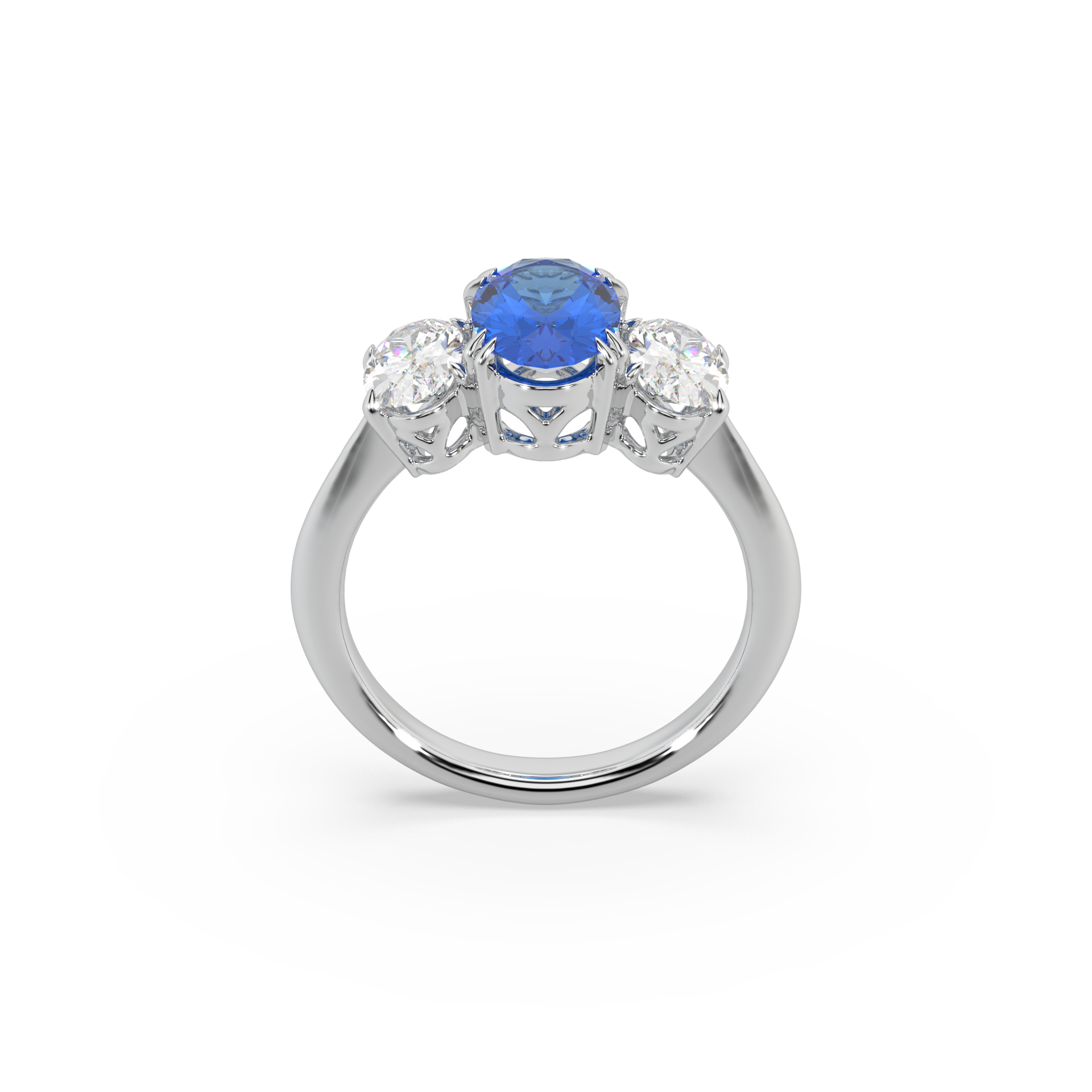 Exclusive Oval Shape Stone 925 Silver And Fancy Diamond Studded Ladies Ring For Her