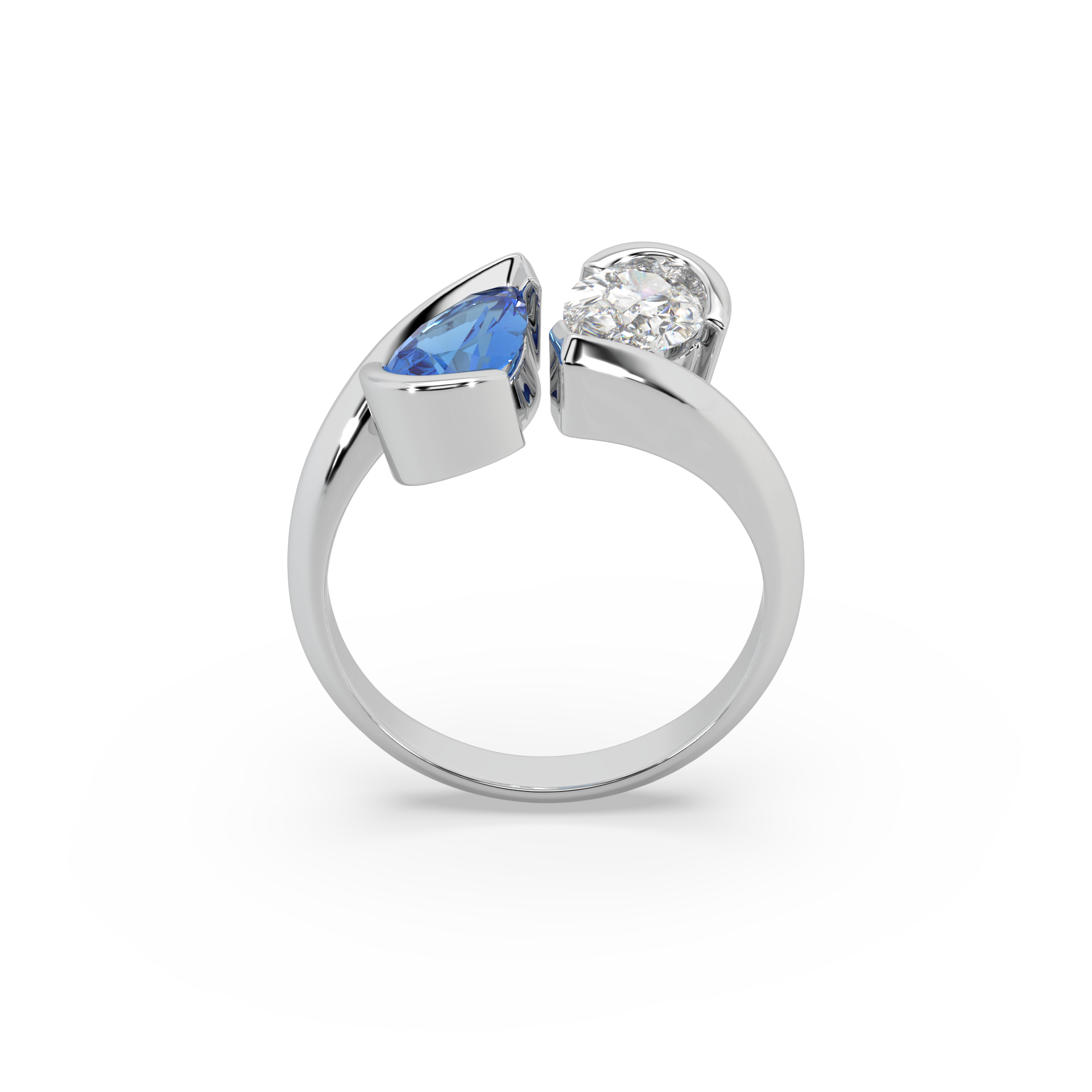 Classic Pear Cut 0.80 CT And Stone 925 Silver And Fancy Diamond Studded Ladies Ring For Her