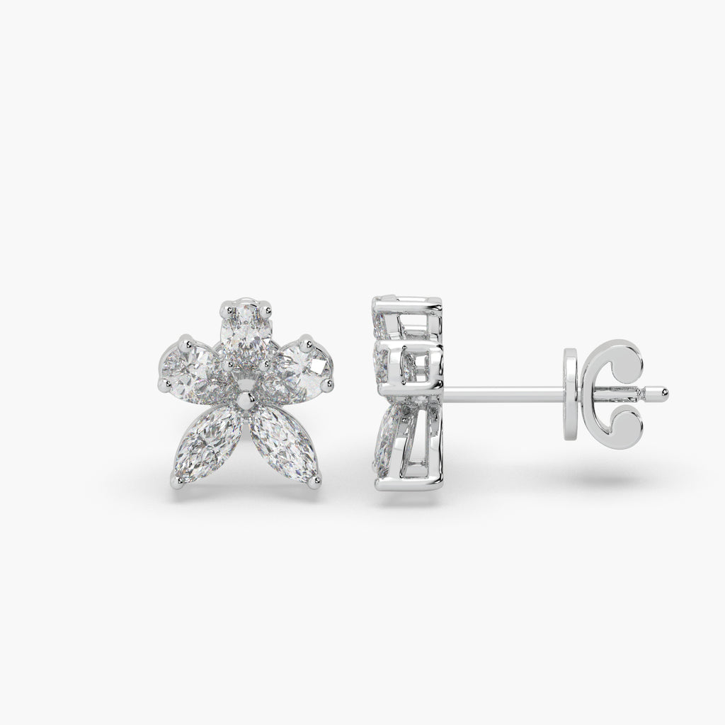 Guru Jewel's Fancy Shaped Diamond Studded Devastating Silver Earrings For Her