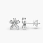 Guru Jewel's Fancy Shaped Diamond Studded Devastating Silver Earrings For Her