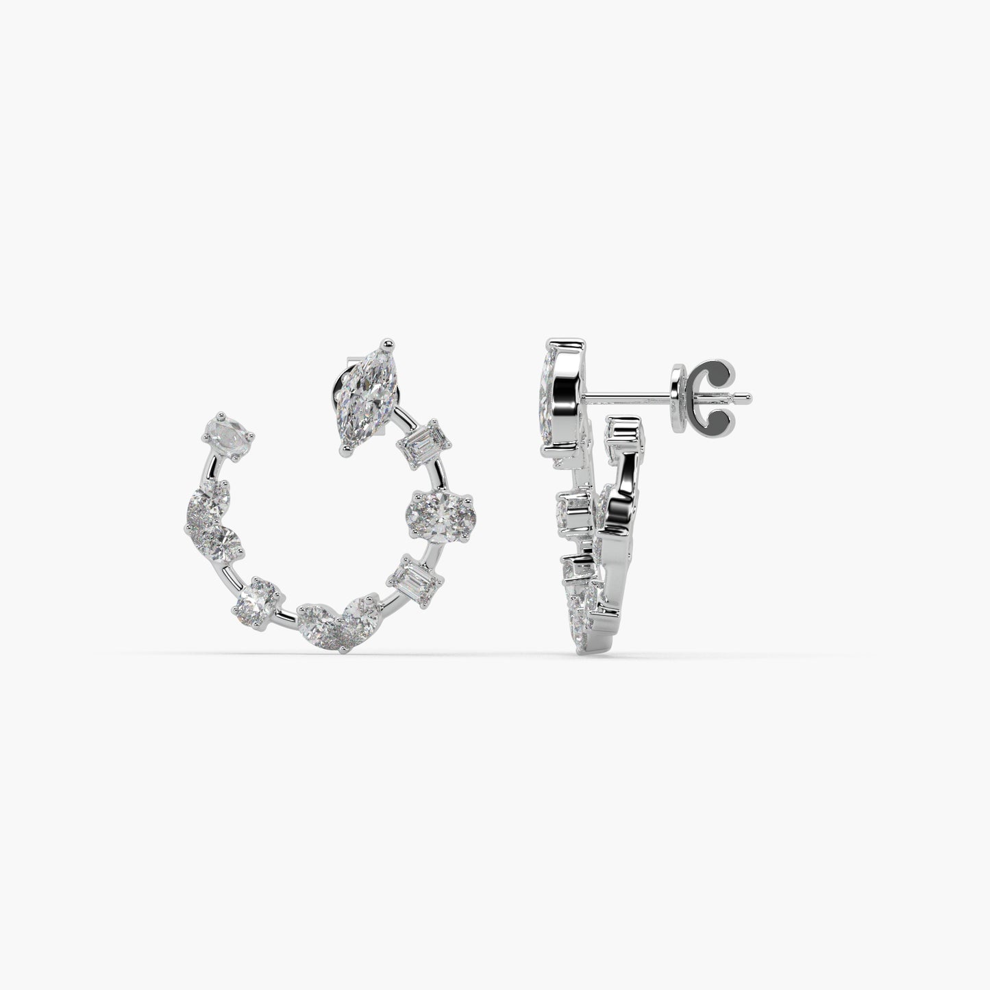 Guru Jewel's Fancy Diamond Studded Astonishing Silver Earrings For Her