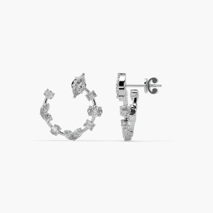 Guru Jewel's Fancy Diamond Studded Astonishing Silver Earrings For Her