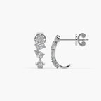 Guru Jewel's Multi Shape Diamond Studded Fascinating Silver Earrings For Her