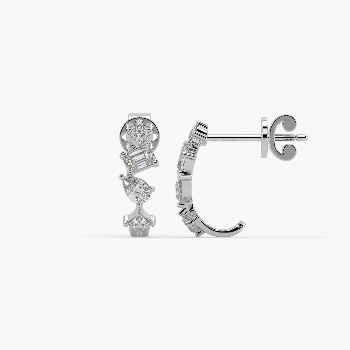 Guru Jewel's Multi Shape Diamond Studded Fascinating Silver Earrings For Her