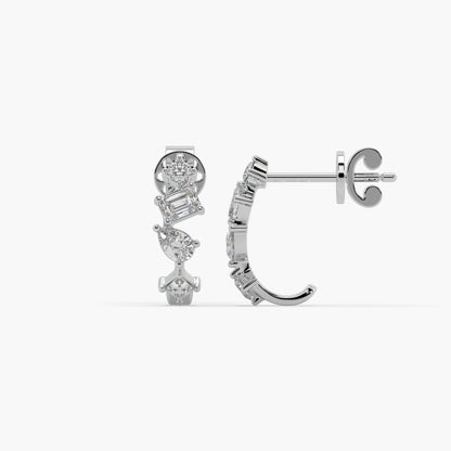 Guru Jewel's Multi Shape Diamond Studded Fascinating Silver Earrings For Her