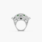 Guru Jewel's Exclusive Panther Style Round Diamond Studded Silver Ring For Him
