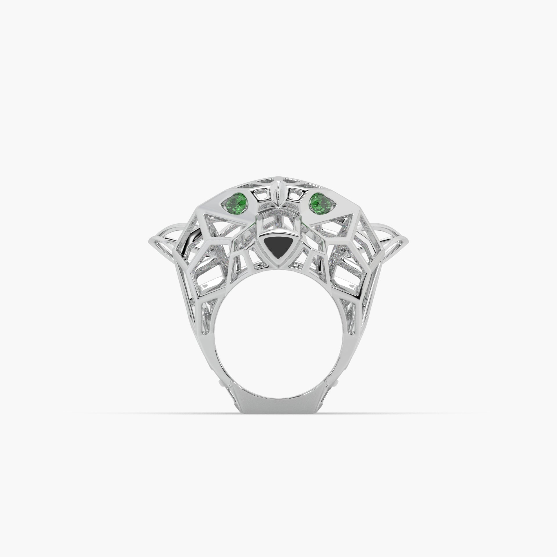 Guru Jewel's Exclusive Panther Style Round Diamond Studded Silver Ring For Him