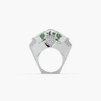 Guru Jewel's Astonishing Panther Style Round Diamond Studded Silver Ring For Him