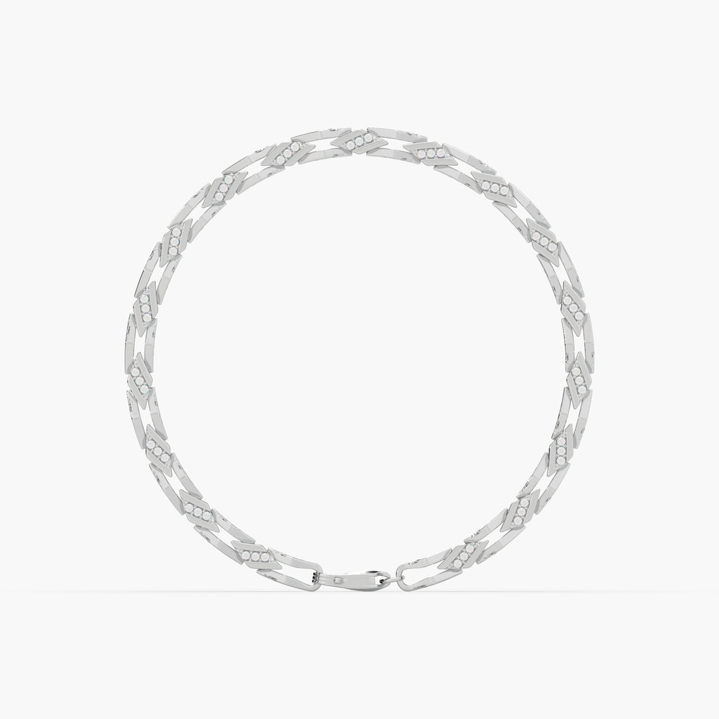 Guru Jewel's Exclusive Round Diamond Studded Tennis Silver Bracelet