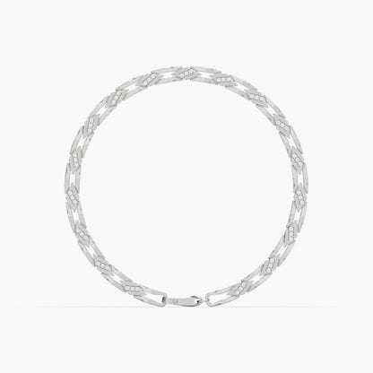 Guru Jewel's Exclusive Round Diamond Studded Tennis Silver Bracelet