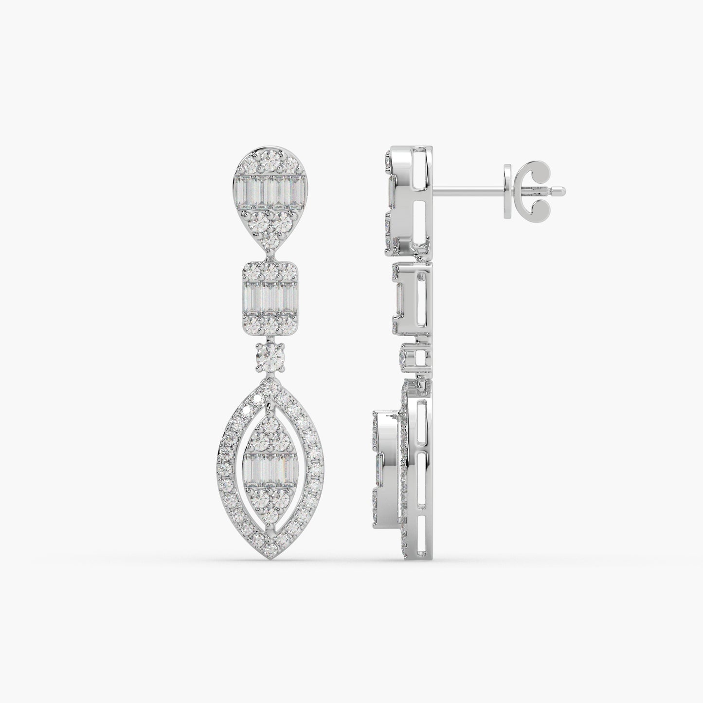 Guru Jewel's Diamond Studded Alluring Silver Earrings For Her