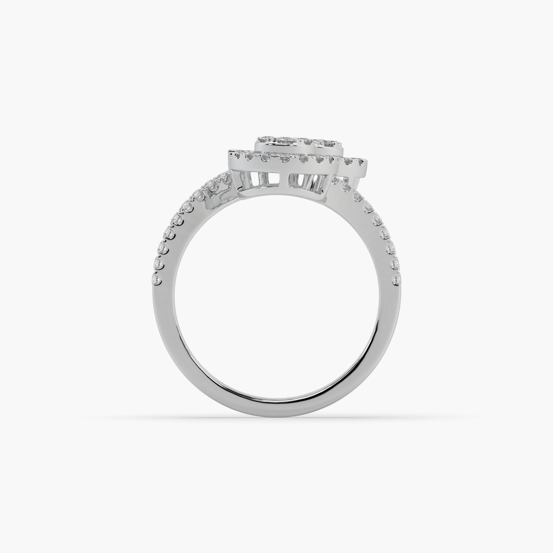 Guru Jewel's Round Diamond Studded Elegant Silver Ring For Her