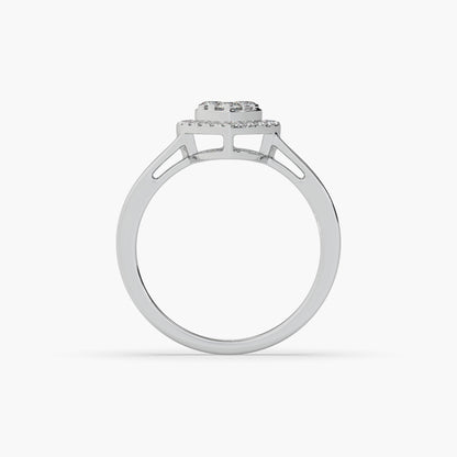 Guru Jewel's Round Diamond Studded Heart Shaped Silver Ring For Her