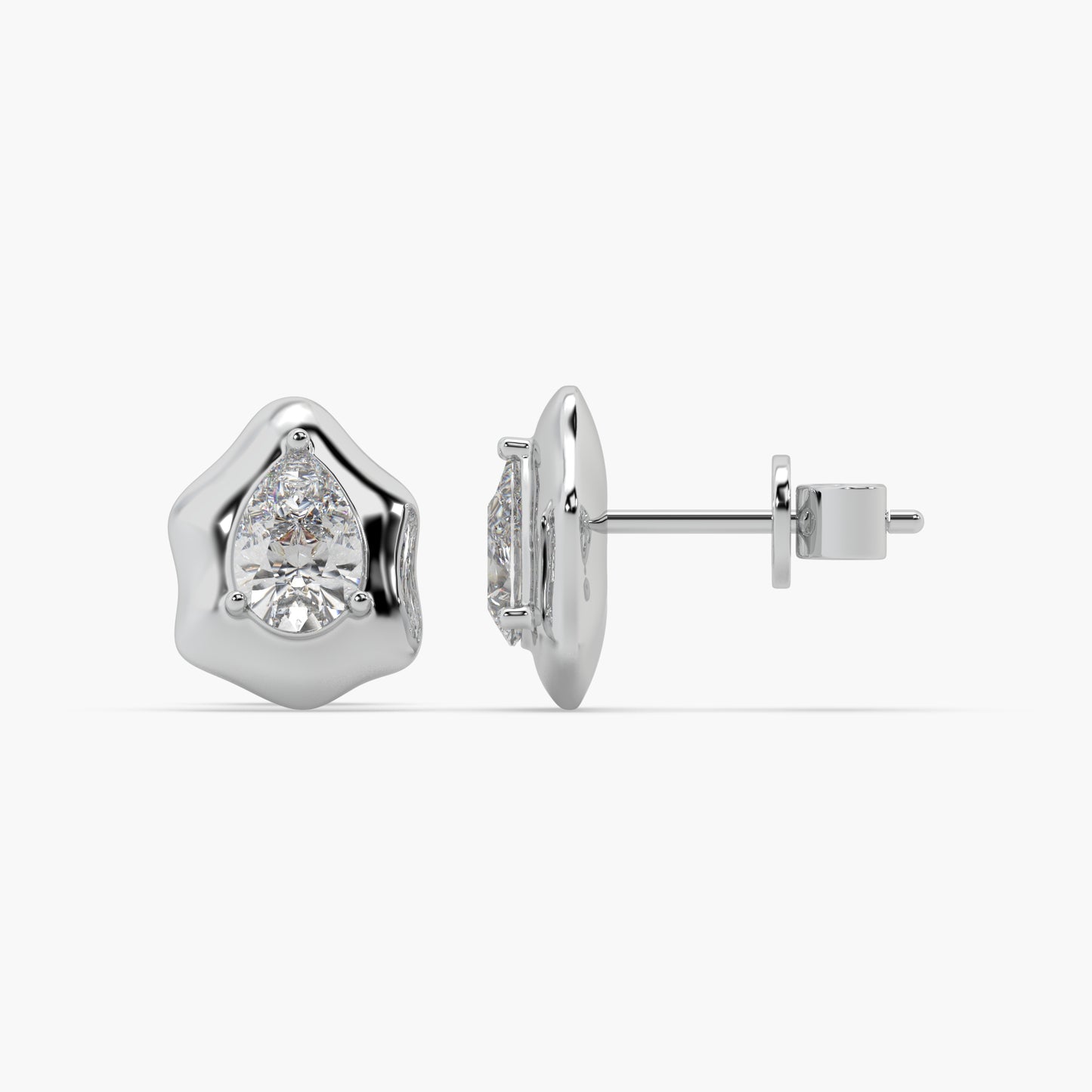 Guru Jewel's Attractive Fancy Pear Shape Diamond Studded Silver Earrings For Her