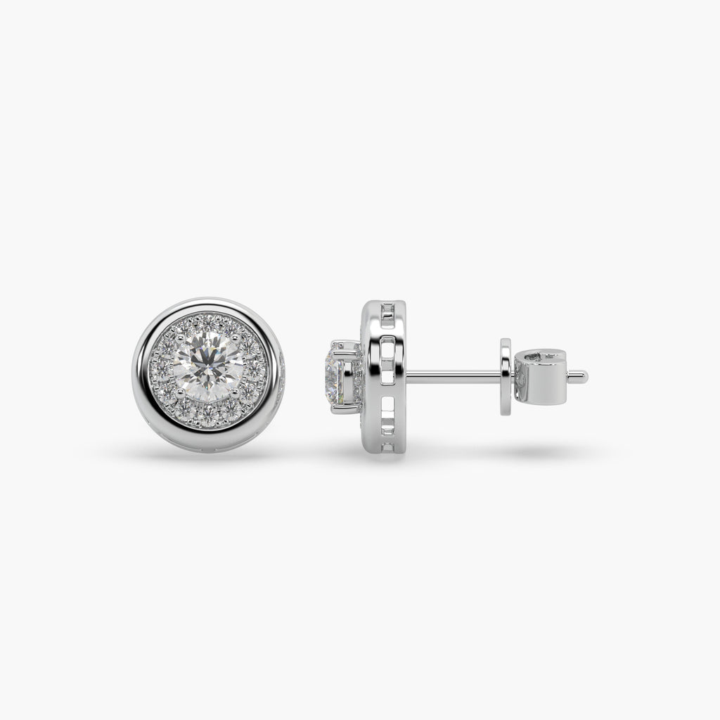 Guru Jewel's Round Diamond Studded Round Shaped Attractive Silver Earrings For Her
