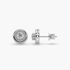 Guru Jewel's Round Diamond Studded Round Shaped Attractive Silver Earrings For Her