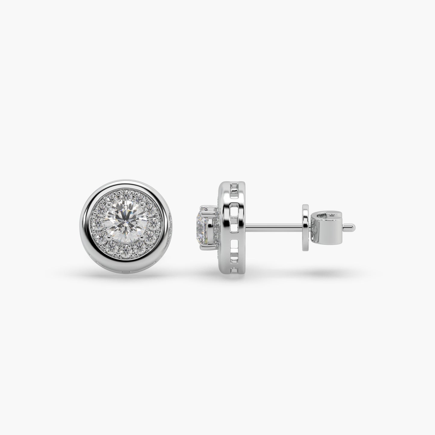 Guru Jewel's Round Diamond Studded Round Shaped Attractive Silver Earrings For Her