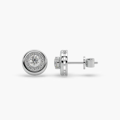 Guru Jewel's Round Diamond Studded Round Shaped Attractive Silver Earrings For Her