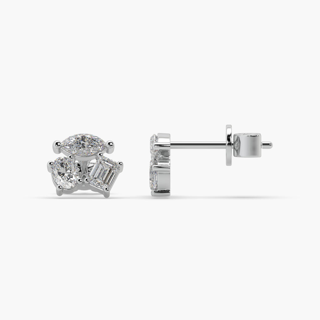 Guru Jewel's Fancy Cut Diamond Studded Silver Earrings For Her