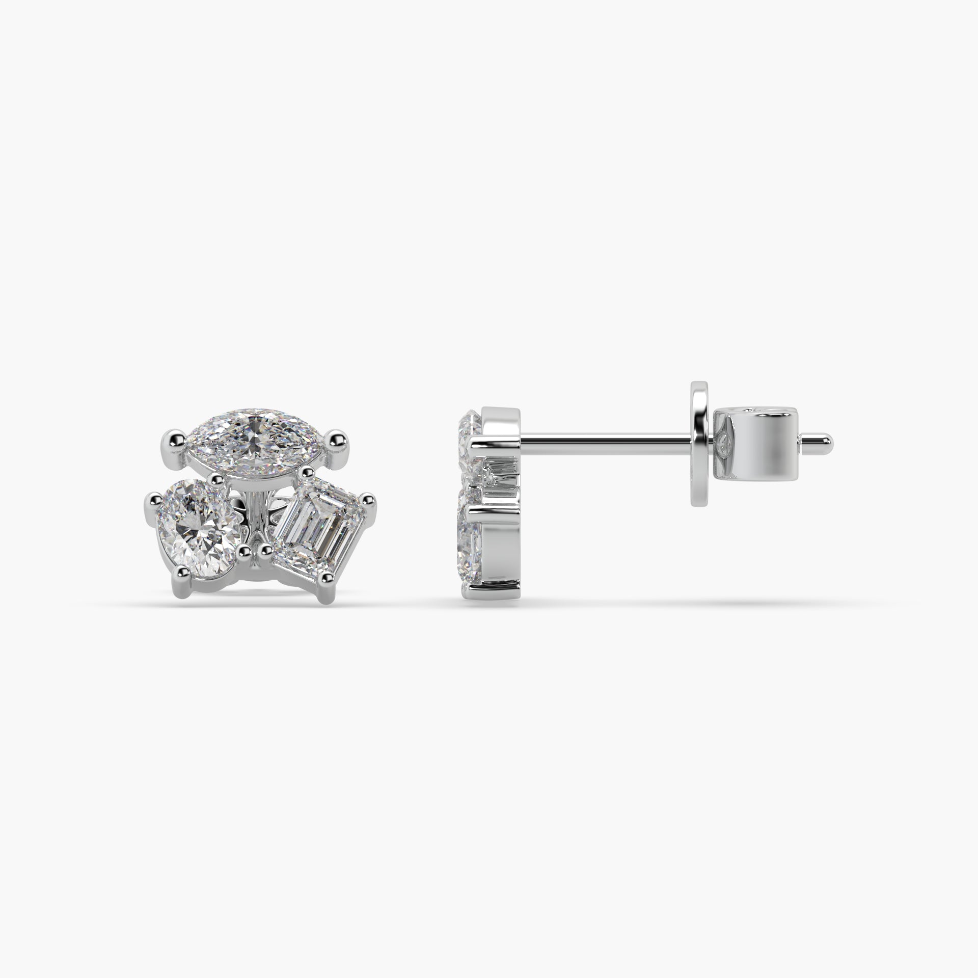 Guru Jewel's Fancy Cut Diamond Studded Silver Earrings For Her
