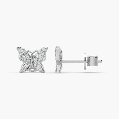 Guru Jewel's Moissanite Studded Silver Butterfly Earings For Her