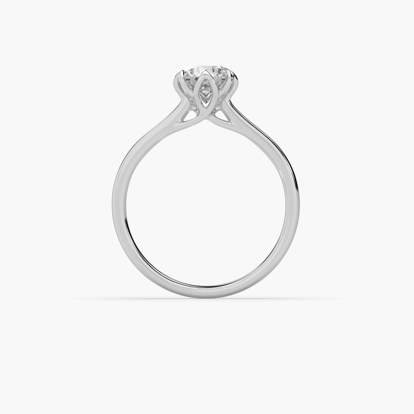 Guru Jewel's Round Solitaire Diamond Studded Silver Ring For Her