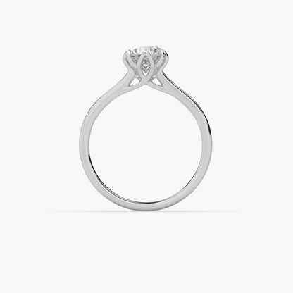 Guru Jewel's Round Solitaire Diamond Studded Silver Ring For Her