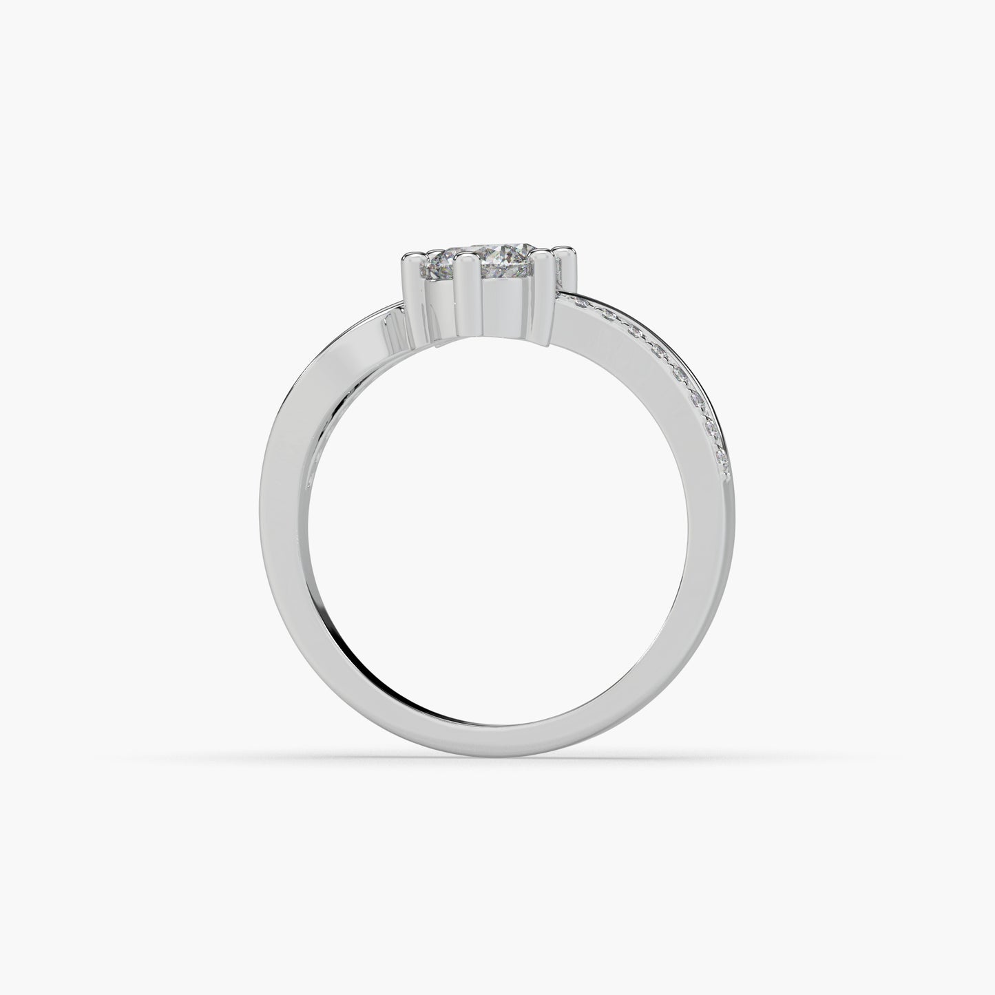 Guru Jewel's Round Diamond Studded Captivating Silver Ring For Her