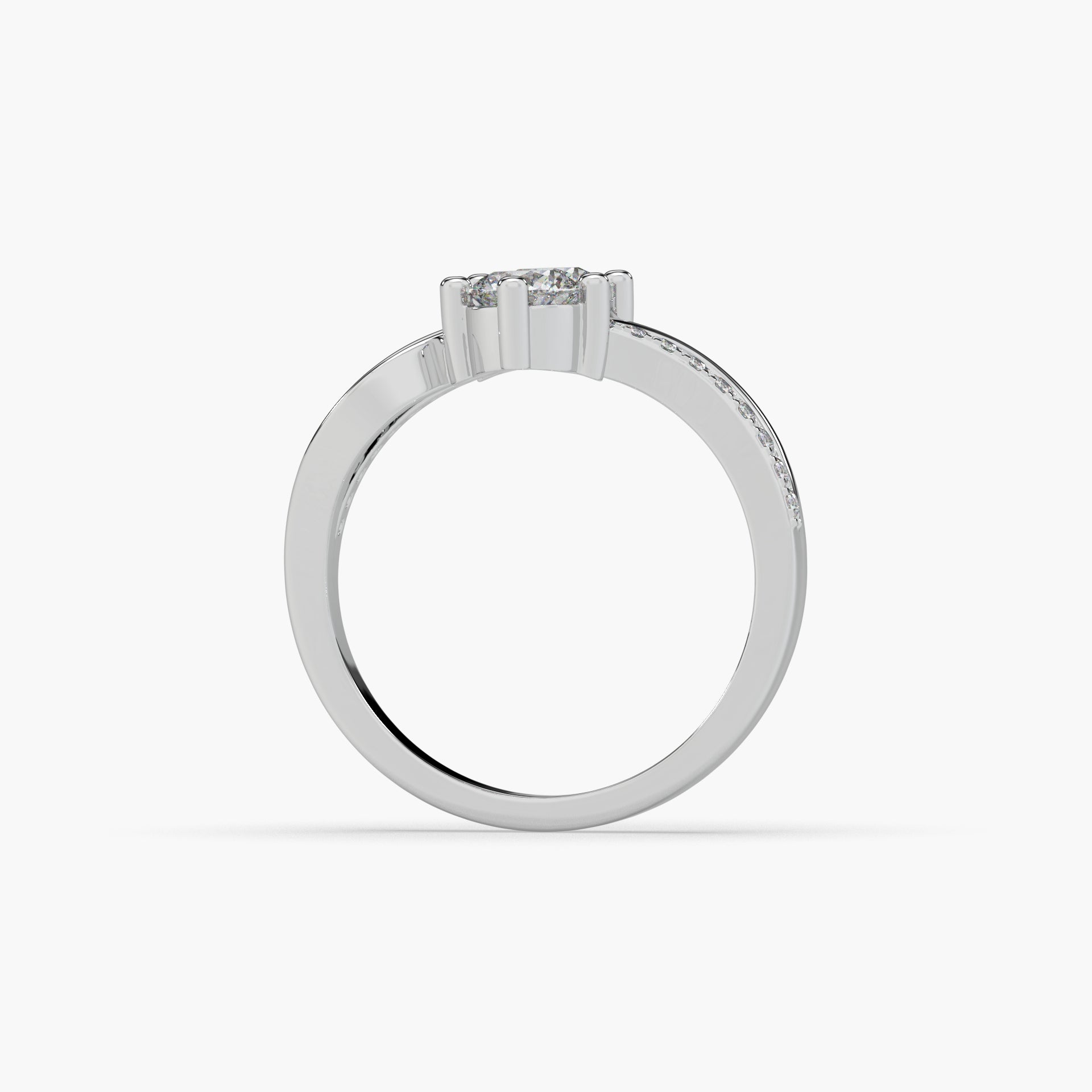Guru Jewel's Round Diamond Studded Captivating Silver Ring For Her
