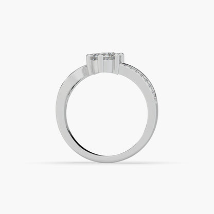 Guru Jewel's Round Diamond Studded Captivating Silver Ring For Her