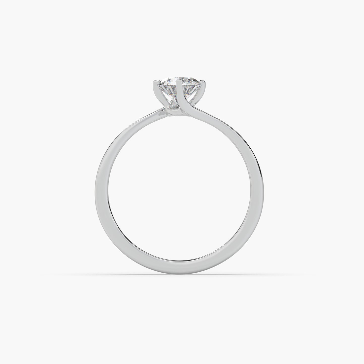 Guru Jewel's Round Solitaire Studded Engagement Silver Ring For Her