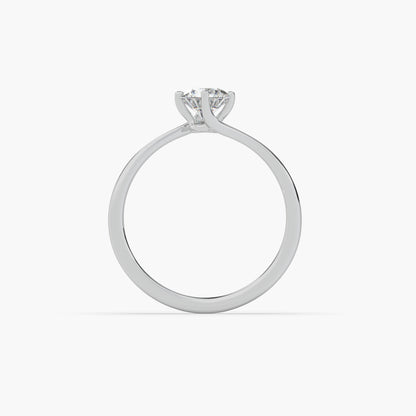 Guru Jewel's Round Solitaire Studded Engagement Silver Ring For Her