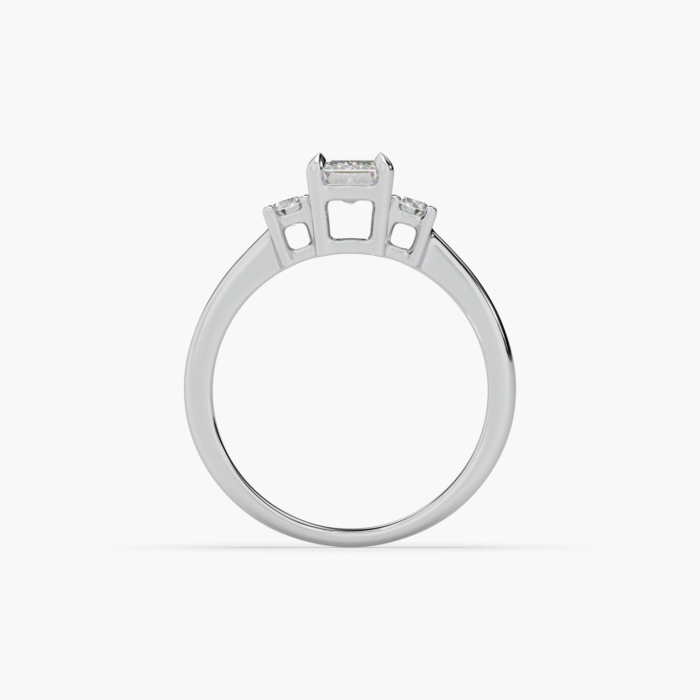 Guru Jewel's Emerald And Round Diamond Studded Impressive Silver Ring For Her