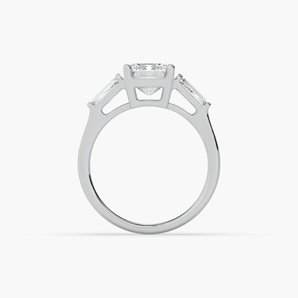 Guru Jewel's Fancy Shaped Emerald And Bugget Diamond Studded Silver Ring For Her