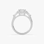 Guru Jewel's Fancy Shaped Emerald And Bugget Diamond Studded Silver Ring For Her