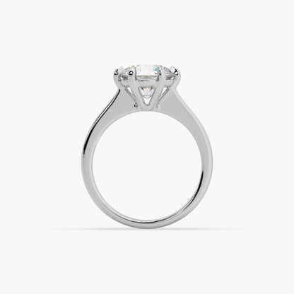 Guru Jewel's Round Solitaire Diamond Studded Exclusive Engagement Silver Ring For Her
