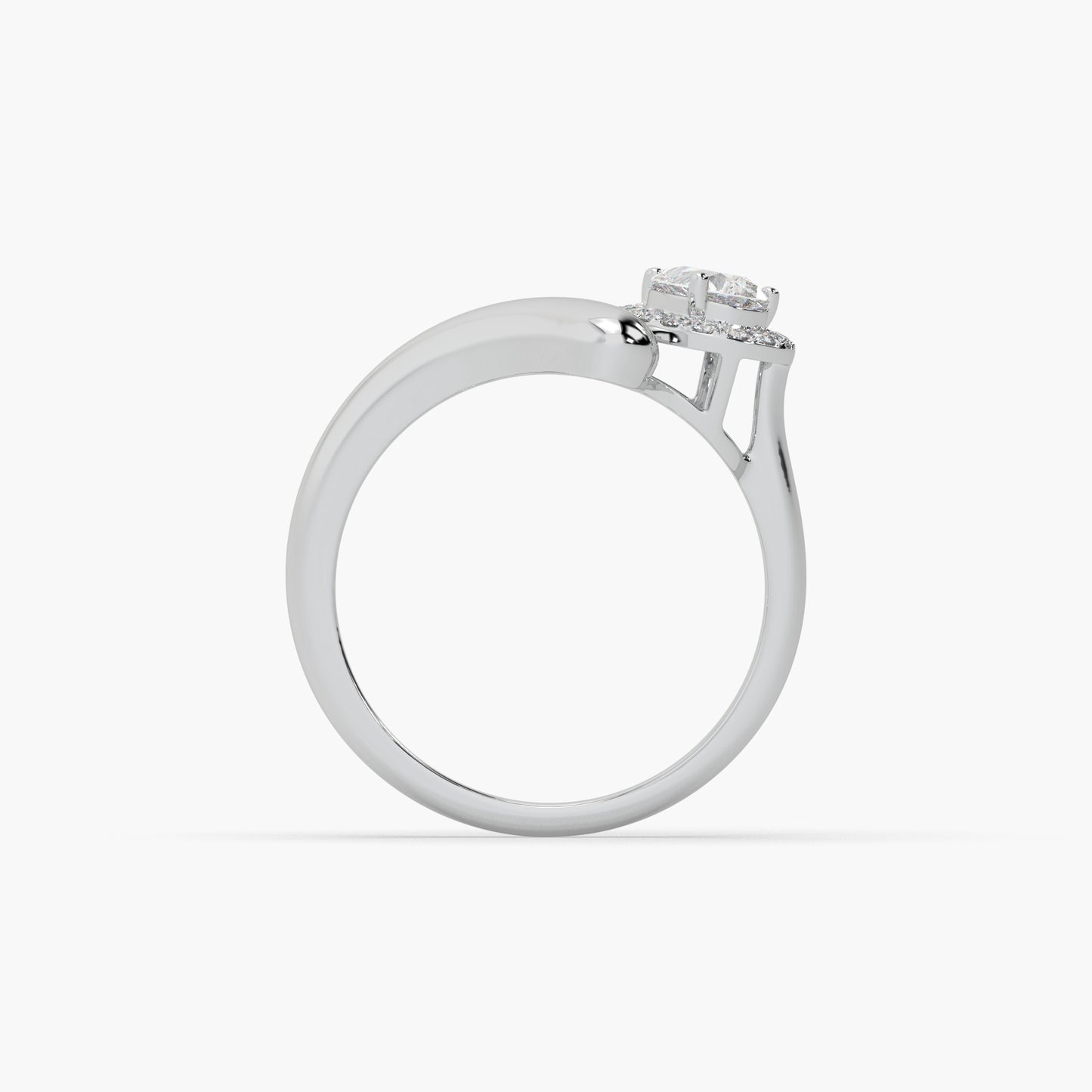 Guru Jewel's Fascinating Fancy Pear And Round Diamond Studded Silver Ring For Her