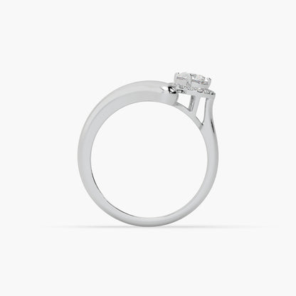 Guru Jewel's Fascinating Fancy Pear And Round Diamond Studded Silver Ring For Her