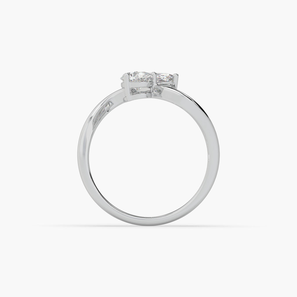 Guru Jewel's Fancy Marquise And Pear Shaped Diamond Studded Silver Ring For Her