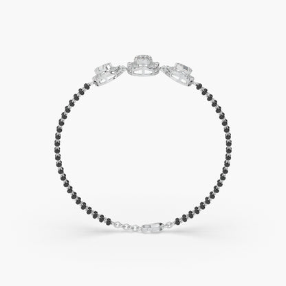 Guru Jewel's Beauteous Diamond Studded Silver Mangalsutra Bracelet For Her