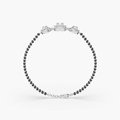 Guru Jewel's Captivating Round Diamond Studded Silver Mangalsutra Bracelet For Her