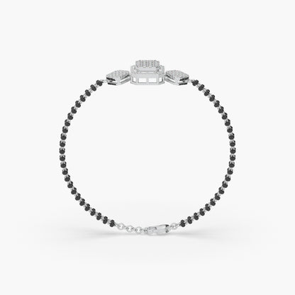 Guru Jewel's Devastating Round Diamond Studded Silver Mangalsutra Bracelet For Her