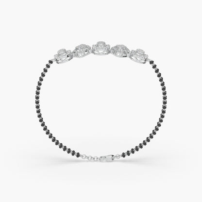 Guru Jewel's Exclusive Diamond Studded Silver Mangalsutra Bracelet For Her
