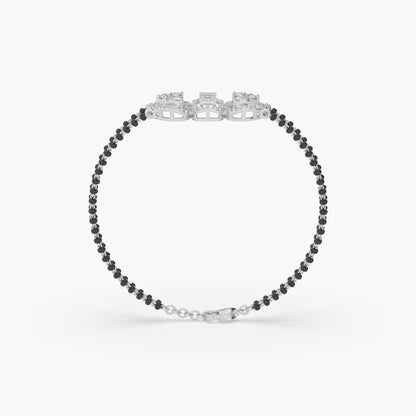 Guru Jewel's Fabulous Round Diamond Studded Silver Mangalsutra Bracelet For Her
